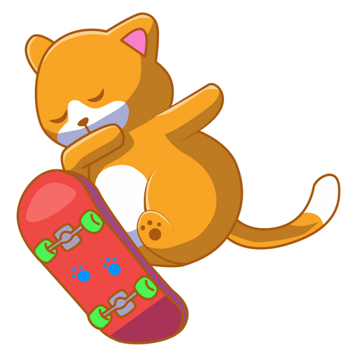 Cat Skateboarding Sticker