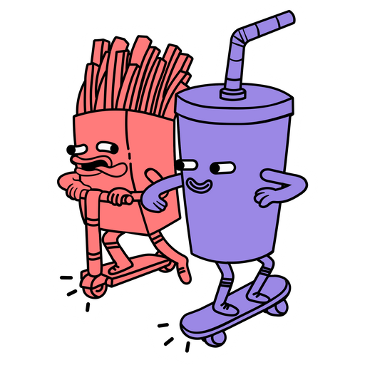 Riding Soft Drink and French Fries Sticker