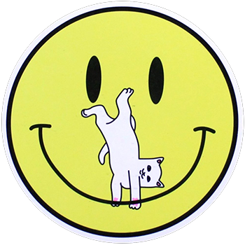 here is a RIPNDIP Smile Face Nermal Sticker from the Skateboard collection for sticker mania