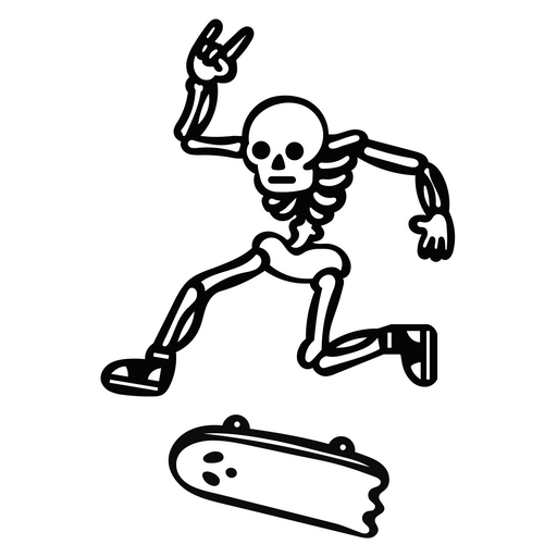 Skateboard Skeleton Sticker