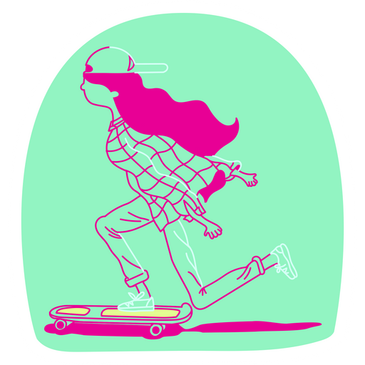 Skater Girl on Mint Background Sticker