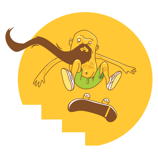 here is a Yellow Bearded Skater Sticker from the Skateboard collection for sticker mania