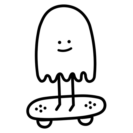 Ghost on Skateboard Sketch Sticker