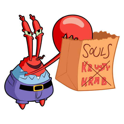 here is a SpongeBob Mr. Krabs with Soul Bag Sticker from the SpongeBob collection for sticker mania