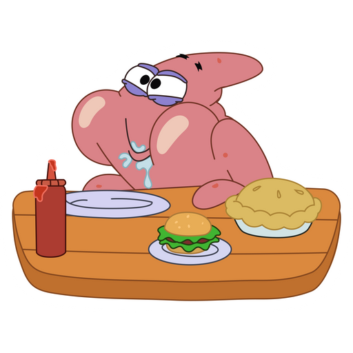 here is a Patrick Star Eating Sticker from the SpongeBob collection for sticker mania