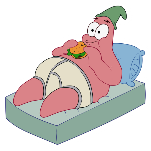 here is a Patrick Star Eating Burger Sticker from the SpongeBob collection for sticker mania