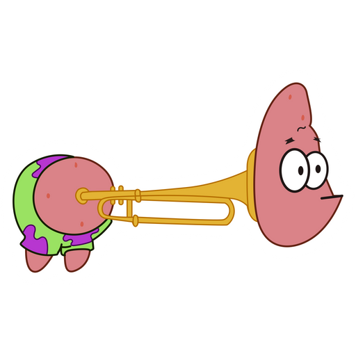 Patrick Star Stuck in Trombone Sticker