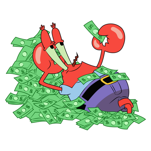 here is a SpongeBob Mr. Krabs Lies in Money Sticker from the SpongeBob collection for sticker mania