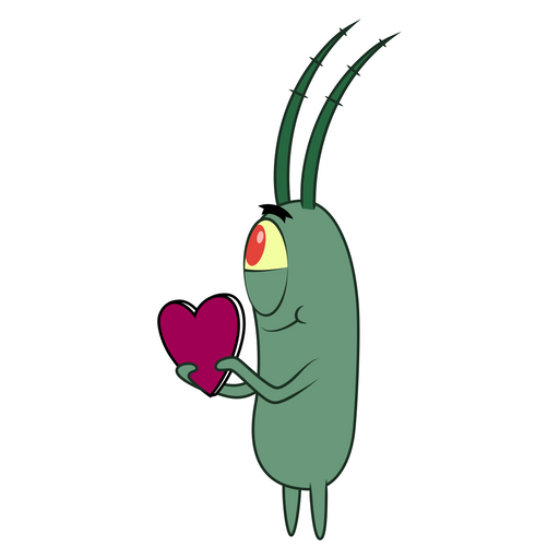 here is a SpongeBob Plankton with Valentine Sticker from the SpongeBob collection for sticker mania