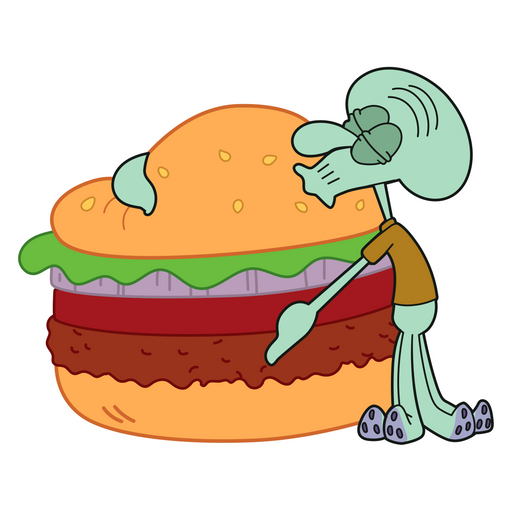 here is a SpongeBob Squidward's Krabby Patty Sticker from the SpongeBob collection for sticker mania