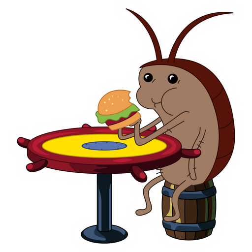 here is a SpongeBob Cockroach Eating Krabby Patty Sticker from the SpongeBob collection for sticker mania