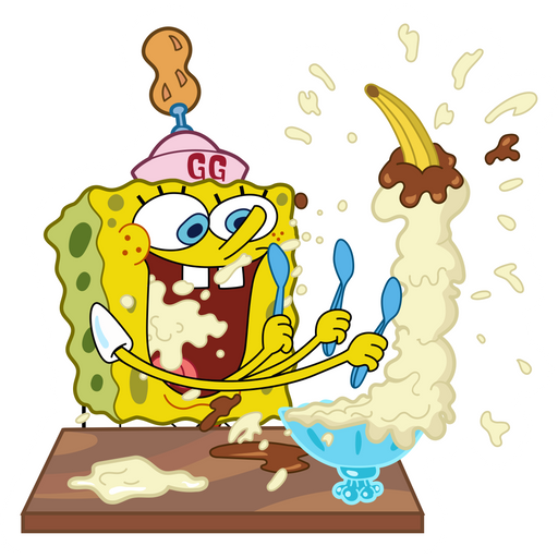 here is a SpongeBob Eating Ice Cream Sticker from the SpongeBob collection for sticker mania