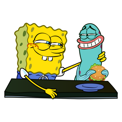 SpongeBob and Fish Meme Sticker - Sticker Mania