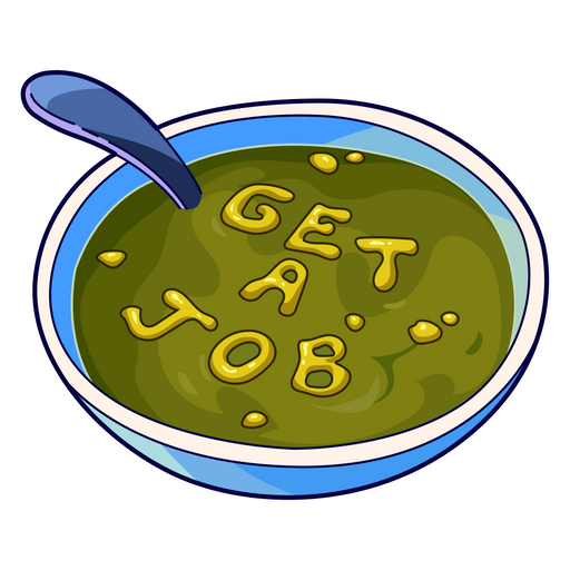 here is a SpongeBob Get A Job Soup Sticker from the SpongeBob collection for sticker mania