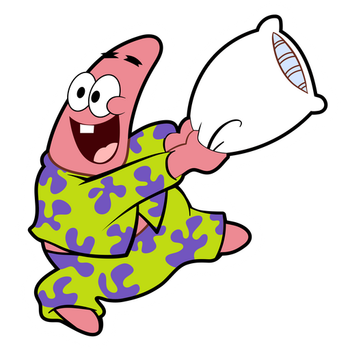 here is a SpongeBob Patrick at the Pajama Party Sticker from the SpongeBob collection for sticker mania