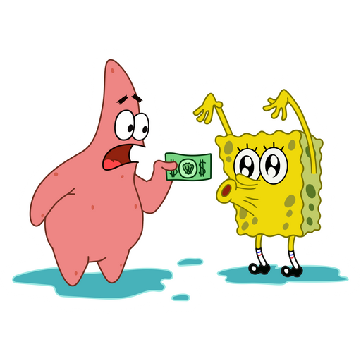 here is a SpongeBob and Patrick with Dollar Sticker from the SpongeBob collection for sticker mania