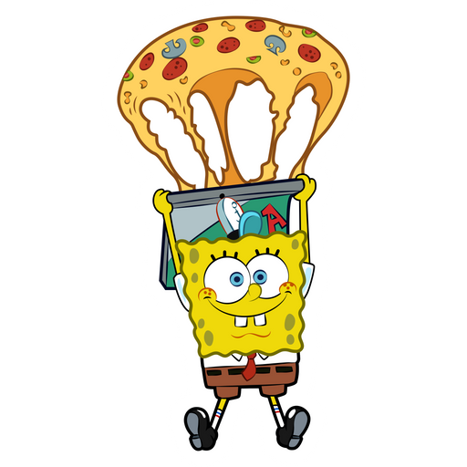 here is a SpongeBob with Pizza Parachute Sticker from the SpongeBob collection for sticker mania