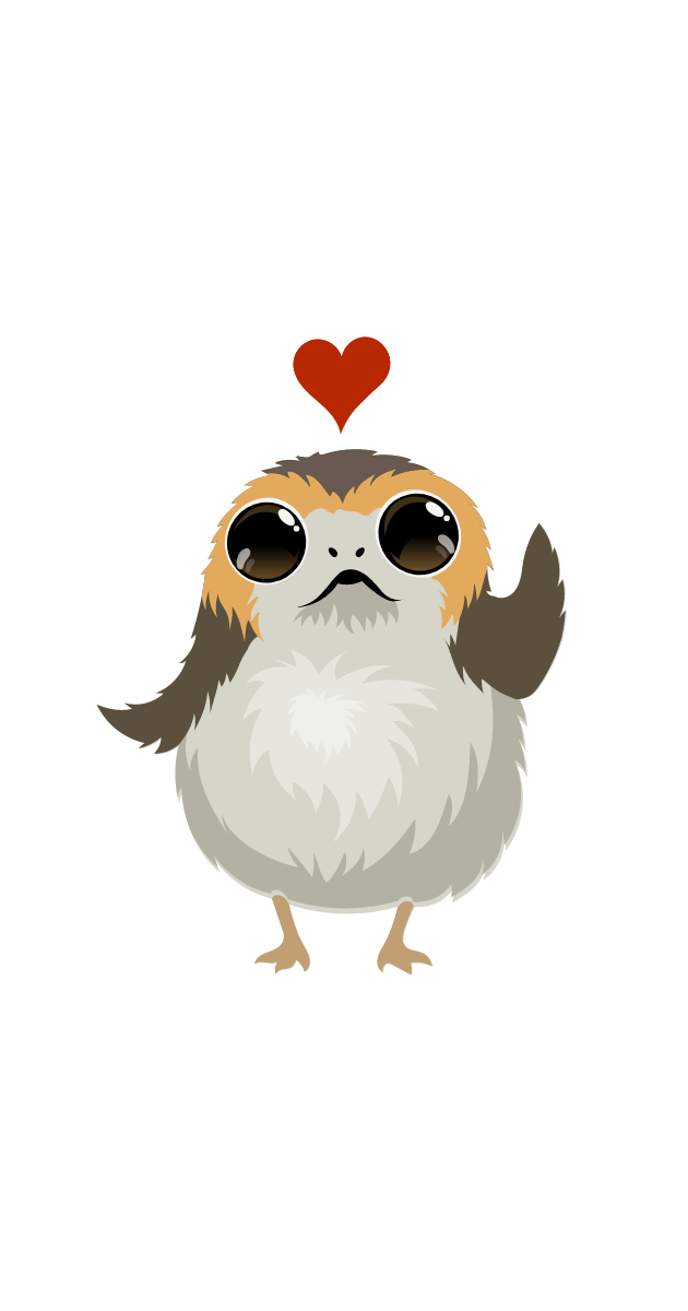 Star Wars Porg Love Sticker - Sticker Mania