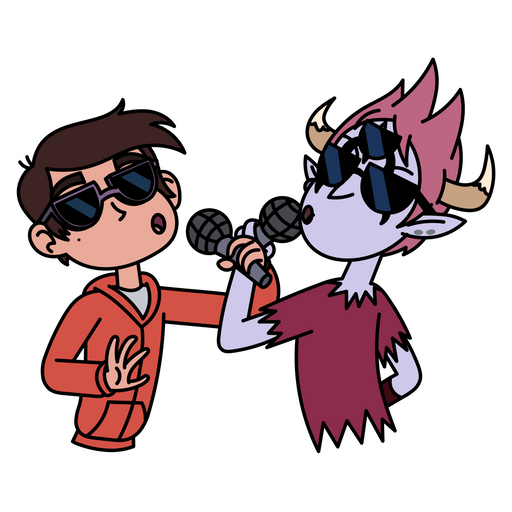 here is a Star vs. the Forces of Evil Marco and Tom in Karaoke Sticker from the Star vs. the Forces of Evil collection for sticker mania