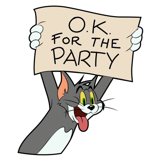 here is a Tom and Jerry Ok For the Party Tom Sticker from the Tom and Jerry collection for sticker mania