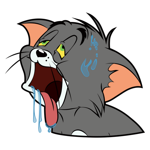 here is a Tom and Jerry Sweaty Tom Sticker from the Tom and Jerry collection for sticker mania