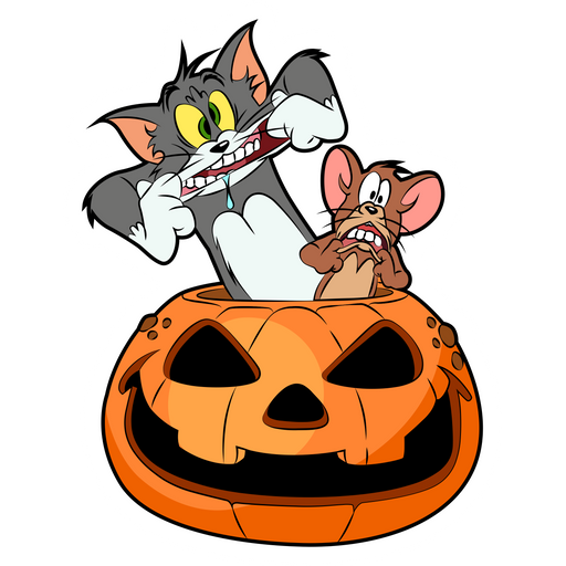 Tom and Jerry in Jack-O-Lantern Sticker