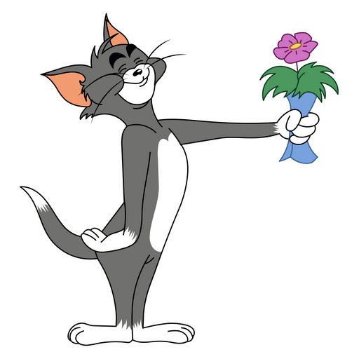here is a Tom and Jerry Tom Gives a Flower Sticker from the Tom and Jerry collection for sticker mania