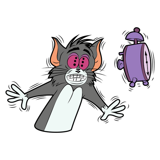 Tom and Jerry Tom with Alarm Sticker