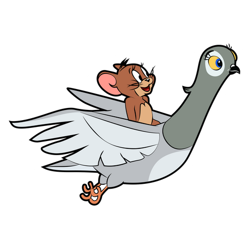 here is a Tom and Jerry Jerry Flying on Pigeon Sticker from the Tom and Jerry collection for sticker mania