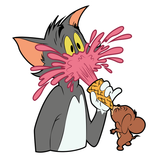 Tom and Jerry with Ice Cream Sticker