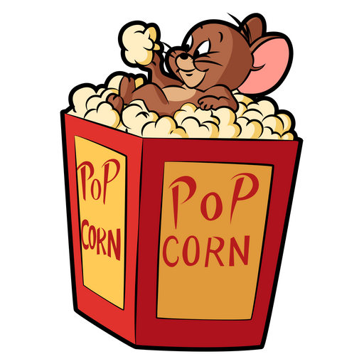 Tom and Jerry Jerry with a Popcorn Sticker