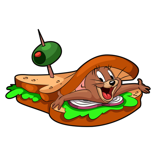 here is a Tom and Jerry Sandwich Jerry Sticker from the Tom and Jerry collection for sticker mania