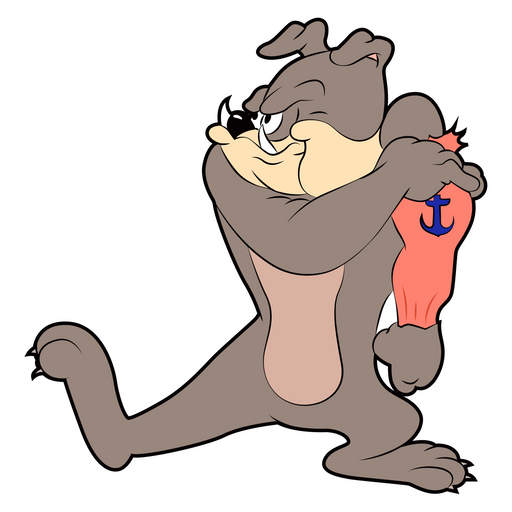 here is a Tom and Jerry Spike Rolls Up Sleeve Sticker from the Tom and Jerry collection for sticker mania