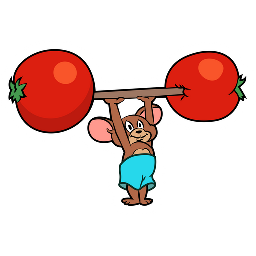 here is a Tom and Jerry With Tomato Dumbbell Sticker from the Tom and Jerry collection for sticker mania