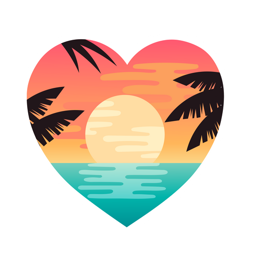 Beach Sunset Heart Sticker