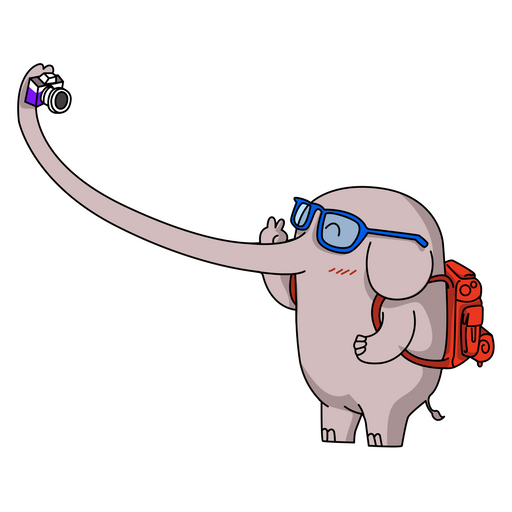 here is a Lonely Traveller Elephant Selfie Sticker from the Travel collection for sticker mania