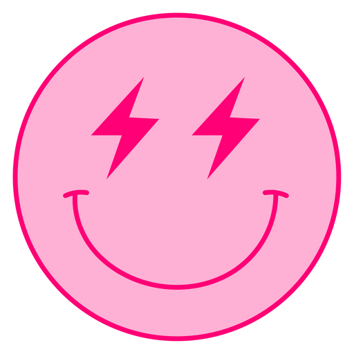 here is a VSCO Girl Pink Smiley Face with Lightning Bolt Eyes Sticker from the VSCO Girl and Aesthetics collection for sticker mania