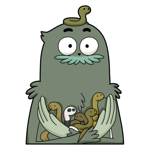 here is a We Bare Bears Charlie with Snakes Sticker from the We Bare Bears collection for sticker mania