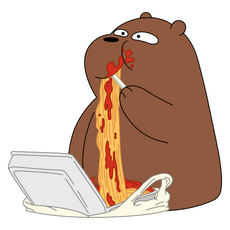 We Bare Bears Grizz Eating Spaghetti Sticker