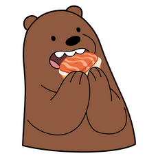 We Bare Bears Grizzly Eating Sandwich Sticker