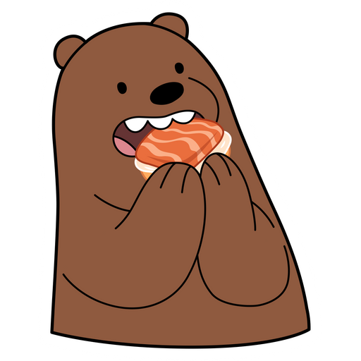 We Bare Bears Grizzly Eating Sandwich Sticker