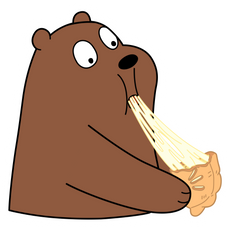 We Bare Bears Grizzly Eating Pie Sticker
