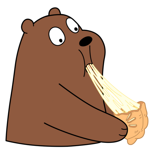 here is a We Bare Bears Grizzly Eating Pie Sticker from the We Bare Bears collection for sticker mania