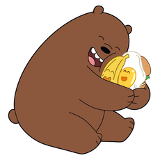 We Bare Bears Grizzly with Food Friends Sticker