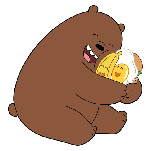 We Bare Bears Grizzly with Food Friends Sticker