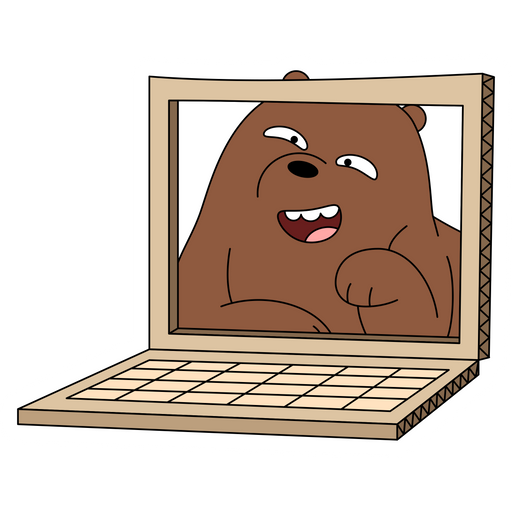 here is a We Bare Bears Grizzly in Laptop Sticker from the We Bare Bears collection for sticker mania