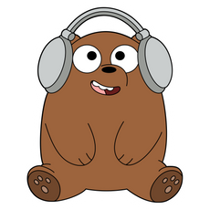 We Bare Bears Grizzly Listen to Music Sticker