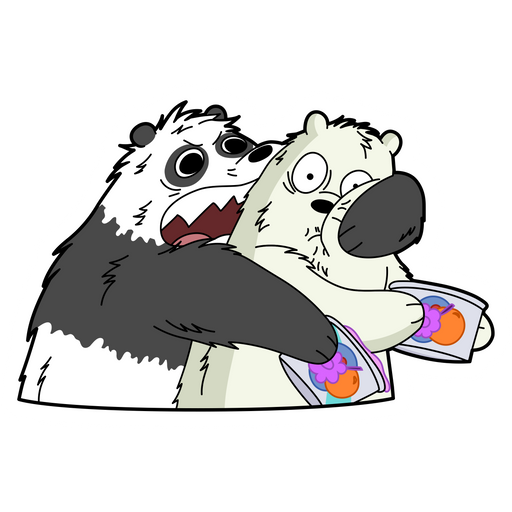 here is a We Bare Bears Hungry Panda and Ice Bear Sticker from the We Bare Bears collection for sticker mania