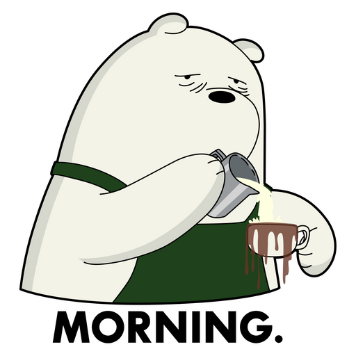 here is a We Bare Bears Ice Bear with Coffee Sticker from the We Bare Bears collection for sticker mania