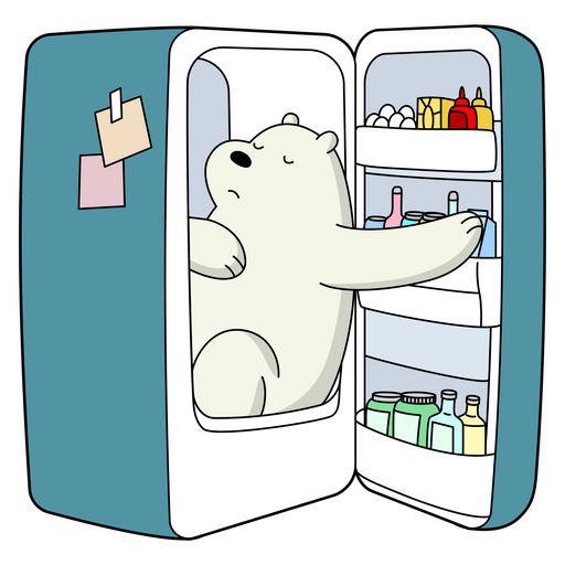 here is a We Bare Bears Ice Bear in Refrigerator Sticker from the We Bare Bears collection for sticker mania